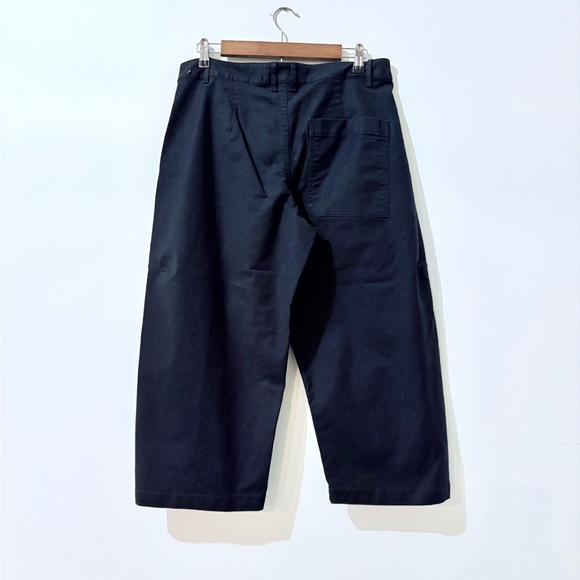 Anthropologie Maeve Navy Curved Ankle Cotton Barrel Chino Pants Pockets 10 - Picture 6 of 7